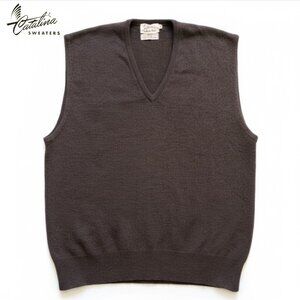 Catalina VTG Men's Cashmere Wool Blend Knit Vest Brown Eclectic Grandpa | Sz 42